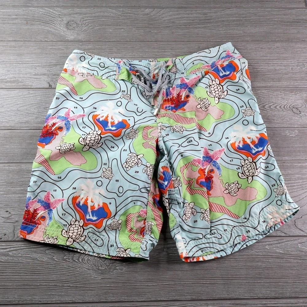 Vilebrequin Moorea Swim Trunks Men's Small Turtle All Over Print Luxury